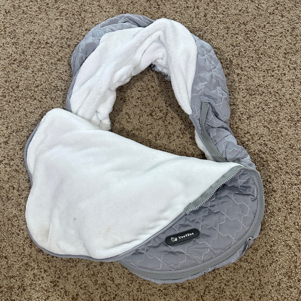 Gray & White Plush Baby Bib